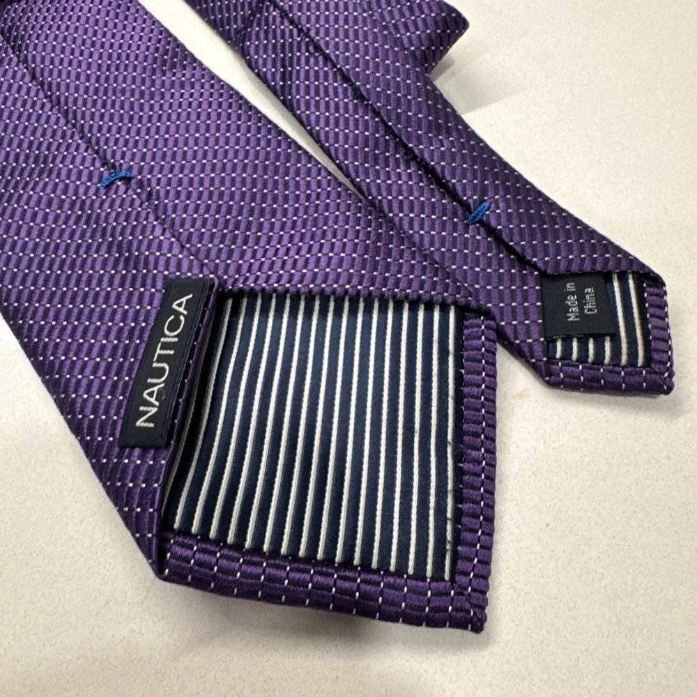 Nautica Tie Purple Textured Necktie Designer Business 100%‎ Silk Casual Adult